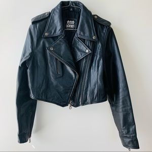 Highway One Genuine Cropped Moto Leather Jacket